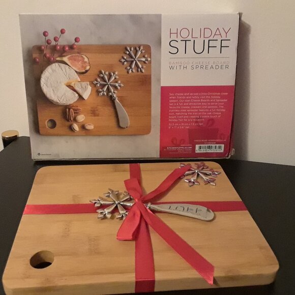 Bamboo Cheese Board With Spreader Set New In Box - Picture 5 of 8